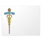 CADUCEUS, levendig goud in de kleur Violet Blue Wh Notitieblok (Voorkant)