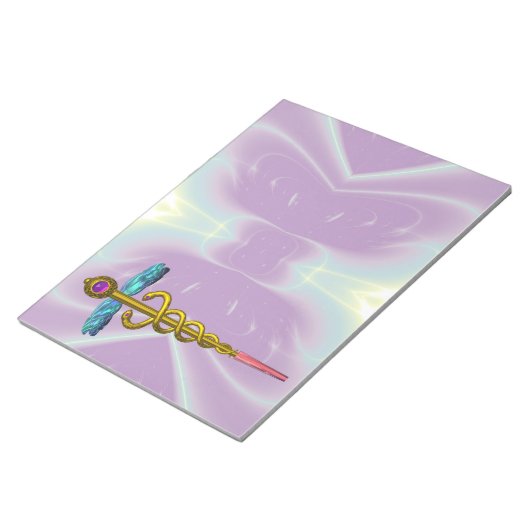 CADUCEUS, levendig goud in de vorm van Violet Blue Notitieblok (Schuin)