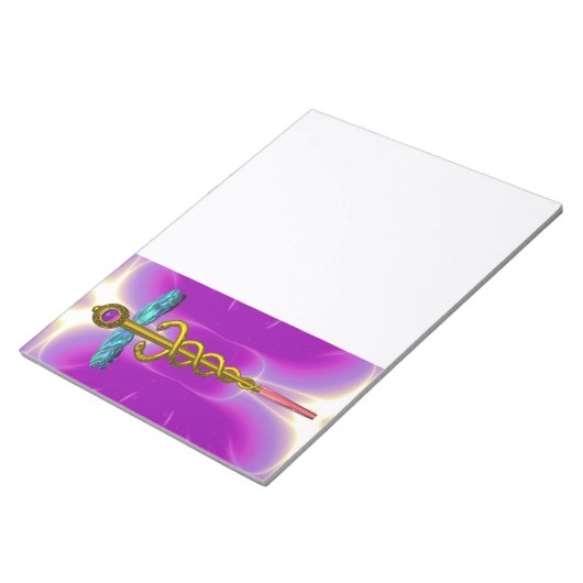 CADUCEUS, levendig goudkleurig paars roze, wit Notitieblok (Schuin)