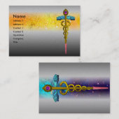 CADUCEUS, levendig platina metallic ,amethist goud Visitekaartje (Voorkant / Achterkant)