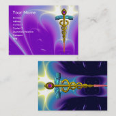 CADUCEUS, levendige blauwe turquase gouden amethis Visitekaartje (Voorkant / Achterkant)