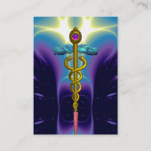 CADUCEUS, levendige blauwe turquase gouden amethis Visitekaartje (Achterkant)