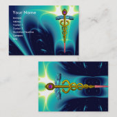 CADUCEUS, levendige blauwe turquase gouden amethis Visitekaartje (Voorkant / Achterkant)