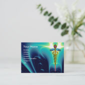 CADUCEUS, levendige blauwe turquase gouden amethis Visitekaartje (Staand voorkant)