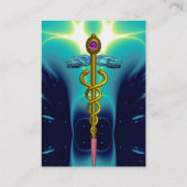 CADUCEUS, levendige blauwe turquase gouden amethis Visitekaartje (Achterkant)