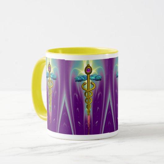 CADUCEUS, levendige goudametist Mok (Voorkant links)