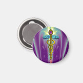 CADUCEUS, levendige gouden amethist Magneet (Voorkant / Achterkant)
