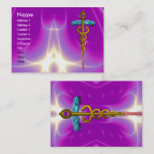 CADUCEUS, levendige gouden amethist Visitekaartje (Voorkant / Achterkant)