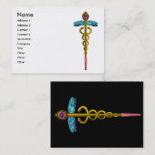 CADUCEUS, levendige gouden amethist, zwart wit Visitekaartje (Voorkant / Achterkant)