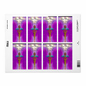 CADUCEUS, levendige goudkleurige violetroze fuchsi Etiket (Full Sheet)