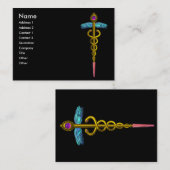CADUCEUS, levendige goudroze zwart zwart Visitekaartje (Voorkant / Achterkant)