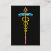 CADUCEUS, levendige goudroze zwart zwart Visitekaartje (Achterkant)