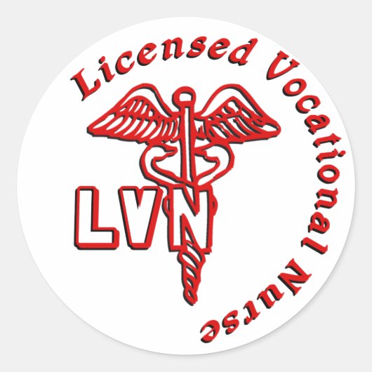 CADUCEUS LVN LOGO LICENSED VOCATIONAL NURS RONDE STICKER (Voorkant)