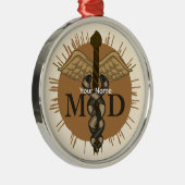 Caduceus M.D. Doctor Metalen Ornament (Rechts)
