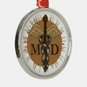 Caduceus M.D. Doctor Metalen Ornament (Rechts)