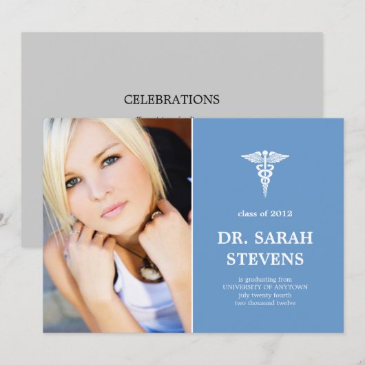Caduceus Medical Afstuderen Fotouitnodiging Kaart (Voorkant / Achterkant)