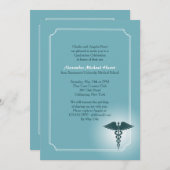 Caduceus Medical Care Blauwgroen Afstuderen Kaart (Voorkant / Achterkant)