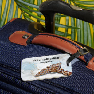 Caduceus Medical Copper Roos Gold Luxe Marble Bagagelabel