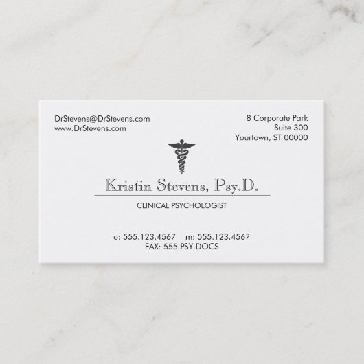 Caduceus Medical Professional Zuster of Doctor Visitekaartje (Voorkant)