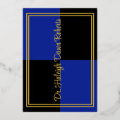 Caduceus Medical School Afstuderen, Blue/Black Folie Uitnodiging (Achterkant)