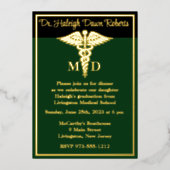 Caduceus Medical School Afstuderen Green/Black Folie Uitnodiging (Voorkant)