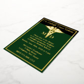 Caduceus Medical School Afstuderen Green/Black Folie Uitnodiging (Gedraaid)