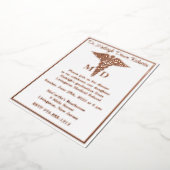 Caduceus Medical School Afstuderen White/Roos Gold Folie Uitnodiging (Gedraaid)