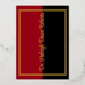 Caduceus Medical School Afstuderen, zwart/rood Folie Uitnodiging (Achterkant)