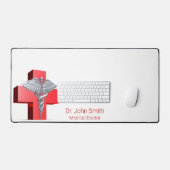 Caduceus Medical Silver 3D Cross Red Bureaumat (Keyboard & Muis)