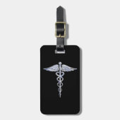 Caduceus Medical Symbool op zwart Bagagelabel (Voorkant verticaal)