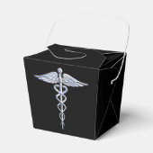 Caduceus Medical Symbool op zwart Bedankdoosjes (Voorkant Zijde)