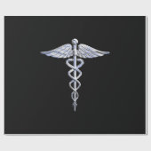 Caduceus Medical Symbool op zwart Cadeaupapier (Vlak)