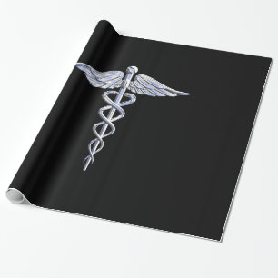 Caduceus Medical Symbool op zwart Cadeaupapier