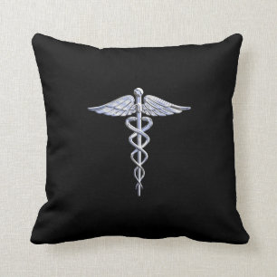 Caduceus Medical Symbool op zwart Kussen