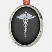 Caduceus Medical Symbool op zwart Metalen Ornament (Links)