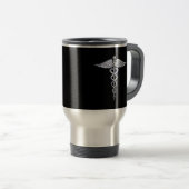 Caduceus Medical Symbool op zwart Reisbeker (Voorkant rechts)