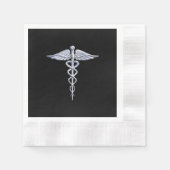 Caduceus Medical Symbool op zwart Servetten (Voorkant)