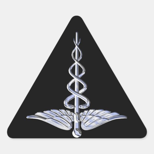 Caduceus Medical Symbool op zwart Sticker (Voorkant)