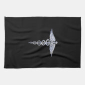 Caduceus Medical Symbool op zwart Theedoek (Horizontaal)