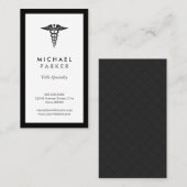 Caduceus Medical Symbool - Retro Black en White Visitekaartje (Voorkant / Achterkant)