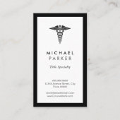Caduceus Medical Symbool - Retro Black en White Visitekaartje (Voorkant)