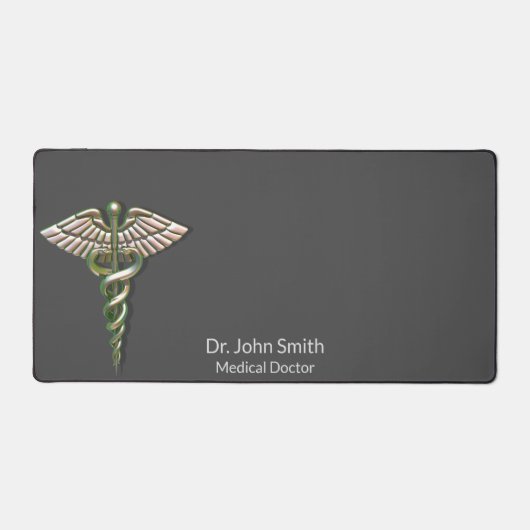 Caduceus Medisch Chroom Holografisch 3D Bureaumat (Voorkant)