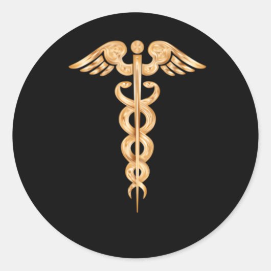 Caduceus Medisch Professioneel Symbool Ronde Sticker (Voorkant)