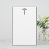 Caduceus medisch symbool briefpapier (Staand voorkant)