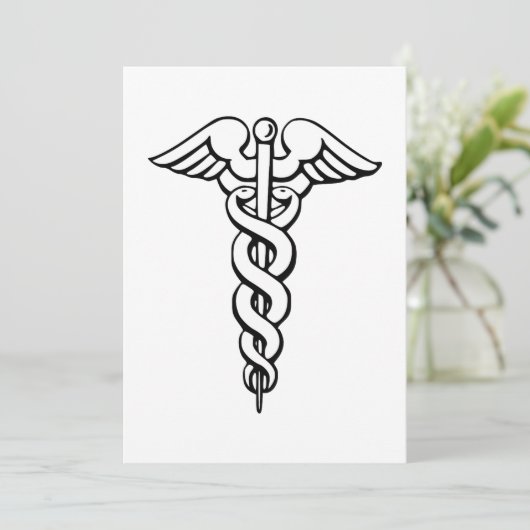 Caduceus medisch symbool kaart (Staand voorkant)