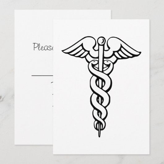 Caduceus medisch symbool kaart (Voorkant / Achterkant)