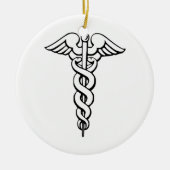 Caduceus medisch symbool keramisch ornament (Voorkant)