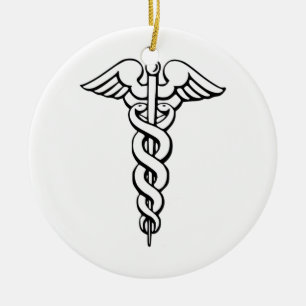 Caduceus medisch symbool keramisch ornament