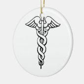 Caduceus medisch symbool keramisch ornament (Links)