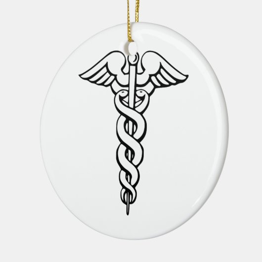 Caduceus medisch symbool keramisch ornament (Links)